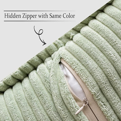 MIULEE Spring Decorative Throw Pillow Covers for Couch Bed Livingroom 16x16 Inch Set of 2 Sage Green Boho Accent Throw Pllows Broadside Striped Patchwork Soft Corduroy Pillowcases