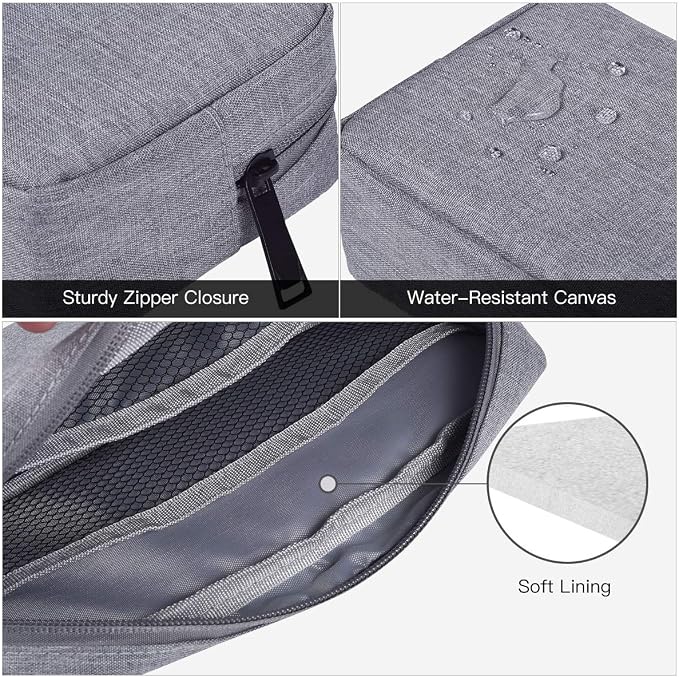 Portable Electronics Accessories Storage Bag, 2PCS Big + Small Carrying Case Travel Cable Organizer Cosmetic Bag Pouch Compatible Hard Drive, Power Bank, Mouse, Laptop Charger, Cellphone, Gray