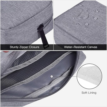 Portable Electronics Accessories Storage Bag, 2PCS Big + Small Carrying Case Travel Cable Organizer Cosmetic Bag Pouch Compatible Hard Drive, Power Bank, Mouse, Laptop Charger, Cellphone, Gray