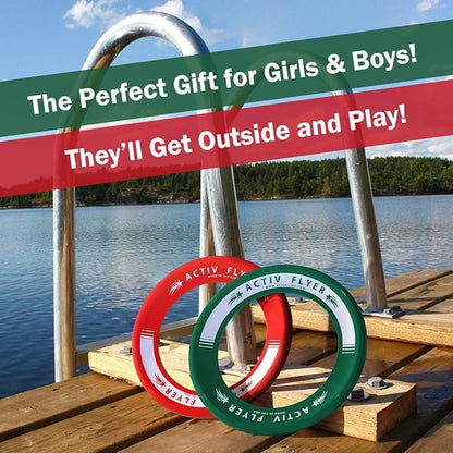 Activ Life Kid’s Flying Rings (2 Pack) They Fly Straight & Don’t Hurt, 80% Lighter Than Standard Rings - Replace Screen Time with Healthy Family Fun - Get Outside & Play