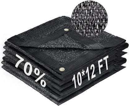 LOVE STORY 10x12FT 70% Black Shade Cloth Sun Shade Net with Grommets Sunblock Net Mesh Tarp for Garden,Plants Cover,Greenhouse and Patio
