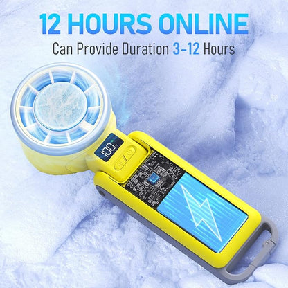 PlayHot Portable Handheld Turbo Fan with Ice Cooling, Rechargeable Personal Fan, Up tp 12Hrs Cooling, 5 Speed 25550RPM Powerful Portable Fan for Travel, Outdoor, Camping, Hiking (Yellow)