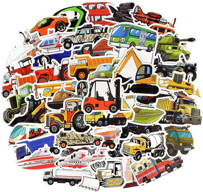 QTL Truck Stickers for Kids Boys Tractor Stickers for Water Bottles Easter Basket Stuffers Gifts for Kids Boys 50Pcs