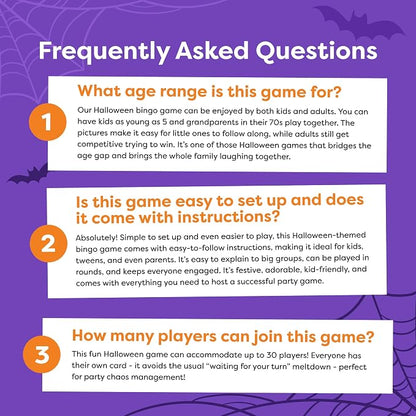 Halloween Games For Kids Party - Halloween Bingo Game For Kids With Up To 30 Players - Halloween Party Games - Halloween Crafts - Fun Spooky Activity For Families, Classroom Parties, Community Events