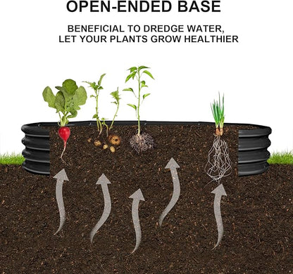 Raised Garden Bed Galvanized Planter Box Outdoor, Rot-Resistant Metal Garden Bed Planter for Vegetables Flower Herb (5- Black)