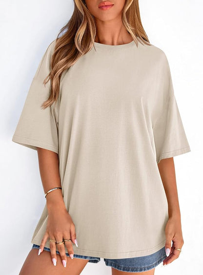 PRETTYGARDEN Womens 2026 Spring Going Out Tops Casual Short Sleeve Crewneck Loose Fit Basic Oversized T Shirts Summer Outfits