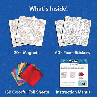 Skillmatics Foil Fun - Good Vibes, 20+ DIY Foil Art Magnets, Mess-Free Craft Kit, 60+ Foam Stickers, Creative Activity for Kids, Tweens, Teens (Ages 7-13), Adults, Gifts, Travel, Party Favor