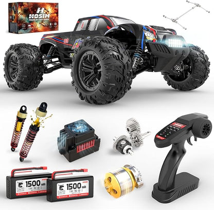 Hosim 1:10 Brushless RC Cars for Adults & Boys, 60+ KMH Big Remote Control Car, 4WD Off Road Monster Truck, 40+ Min Play Waterproof All-Terrain RC Truck, Hobby Grade Electric Toy Vehicle Gift
