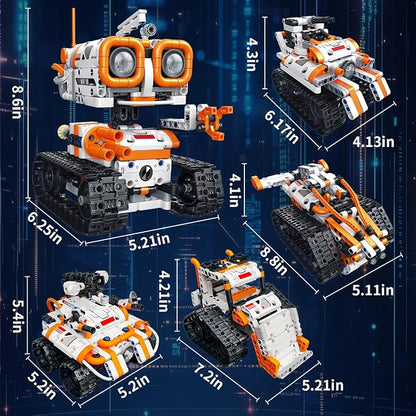 5 in 1 STEM Robotics Building Kit, 560 PCS APP/Remote Control Robot Toy Building Block Sets, Compatible with Lego Robot Control & Programming, Coding Robotic Toys Birthday Great Gifts for Boys 8-14