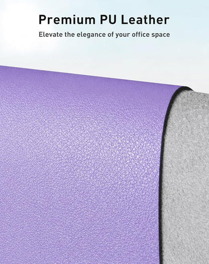 Aothia Faux Leather Desk Mat Mouse Pad, 42" x 17", Light Purple