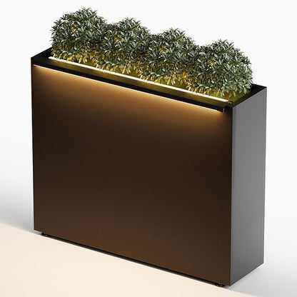 GSK Black Metal Planter Box with LED Light 30"H×10"W×37.9"L Span Rectangular Flower Trough Lighting Up Indoor Rectangle Insert Drainage Holes Garden Plants Outdoor Separation Space Garden Patio Porch