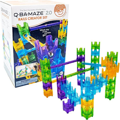 MindWare Q-BA-Maze Rails Creator Set The Next Generation Marble Maze Kids Toys - STEM Marble Run - Recommended for Ages 6+ - Educational Gift for Boys and Girls