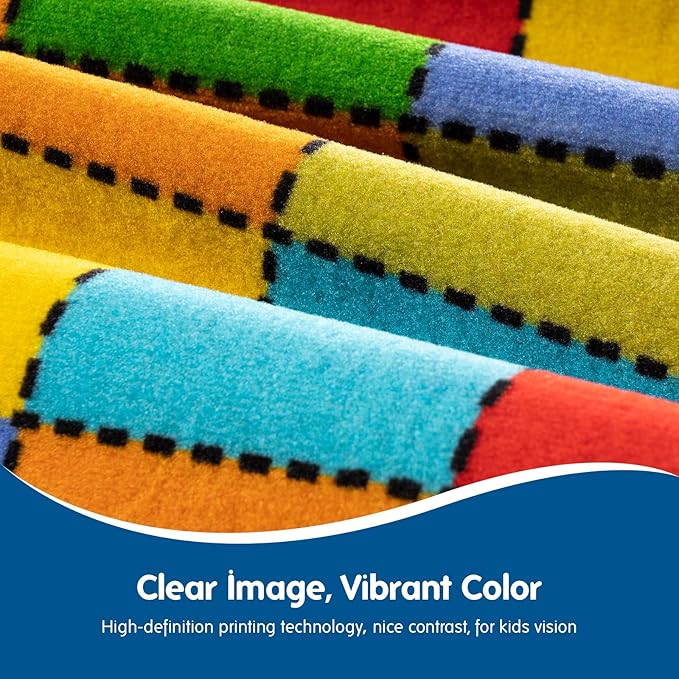 Booooom Jackson Thick Classroom Rug Elementary,13'x7'5'' Large Classroom Carpet Preschool Seating Rug for School, Colorful Classroom Rug for Classroom with 0.3'' Non-Slip Backing
