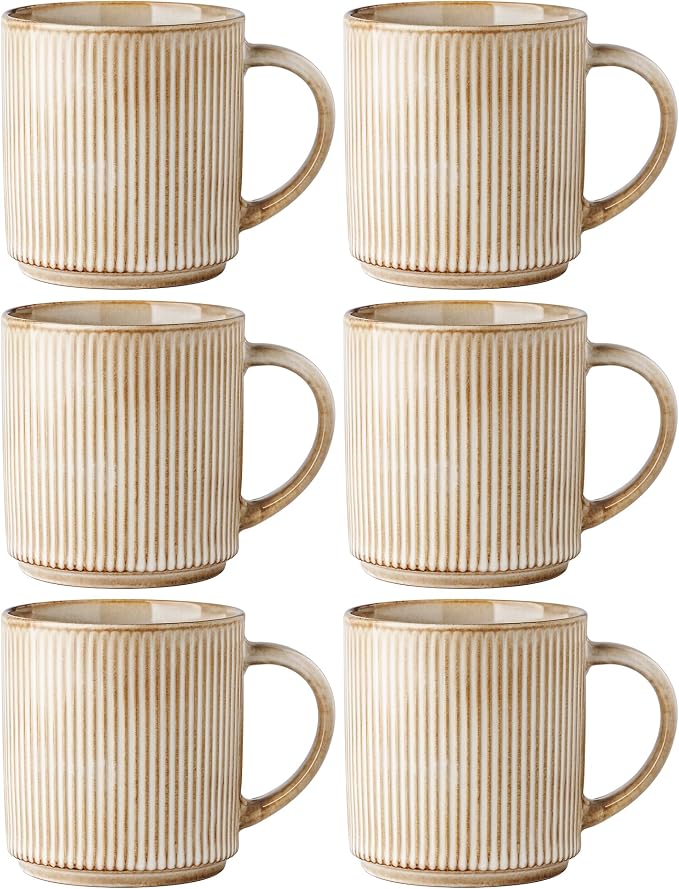 GBhome Coffee Mugs Set of 6，16 oz Coffee Cups with Handle | Cups for Latte, Tea, Cocoa & Milk, Ideal for Daily Use & Gifts, Microwave & Dishwasher Safe, Cappuccino