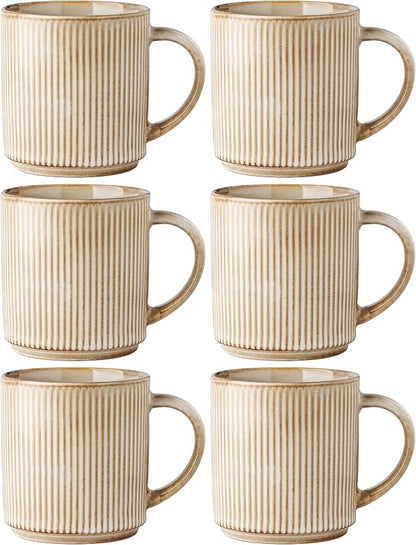 GBhome Coffee Mugs Set of 6，16 oz Coffee Cups with Handle | Cups for Latte, Tea, Cocoa & Milk, Ideal for Daily Use & Gifts, Microwave & Dishwasher Safe, Cappuccino