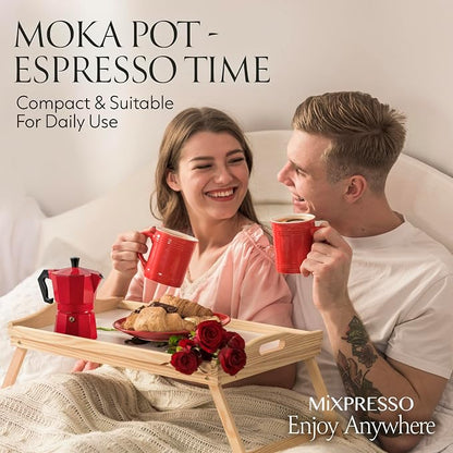 Mixpresso 3 Cup Moka Pot Stovetop Espresso Maker, Italian Cuban Coffee Pot | 5oz aluminum Italian coffee maker for gas and electric stovetops, small design for traditional espresso-style coffee at home