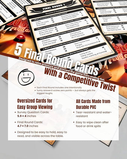 Family Feud Style Buzzer Game for Family Reunion and Game Night, Survey Question Cards, Final Round Comeback, Fun for All Ages, Prevent Awkward Silence at Parties (Reunion Special Edition)