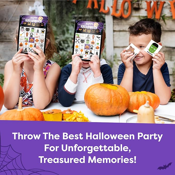 Halloween Games For Kids Party - Halloween Bingo Game For Kids With Up To 30 Players - Halloween Party Games - Halloween Crafts - Fun Spooky Activity For Families, Classroom Parties, Community Events