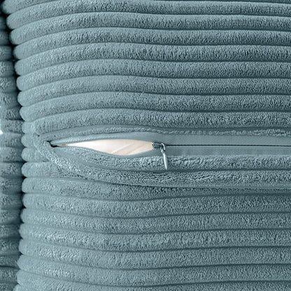 MIULEE Decorative Throw Pillow Covers for Couch Bed Livingroom 18x18 Inch Set of 2 Dusty Blue Boho Accent Throw Pllows Broadside Striped Patchwork Soft Corduroy Summer Coastal Pillowcases