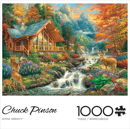Buffalo Games Chuck Pinson - Alpine Serenity - 1000 Piece Jigsaw Puzzle - Large, 26.75 x 19.75 in, Multicolor - 1000 Piece Puzzle for Adults - Bonus Full Color Diagram - Nature Scene