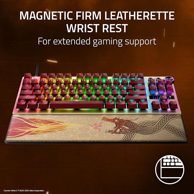 Razer Huntsman V3 Pro TKL Esports Gaming Keyboard, Counter Strike 2 Edition | Analog Optical Switches Gen 2, Razer Snap Tap, Rapid Trigger, Adjustable Actuation, Media Keys & Dial, PBT Keycaps