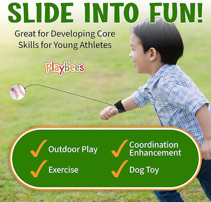 Playbees Reactive Practice Baseballs (6 Pack) – Wrist Return Training Balls for Hand-Eye Coordination – Portable Kids Outdoor Activity & Skill Trainer – Great Birthday Gift or Party Favor