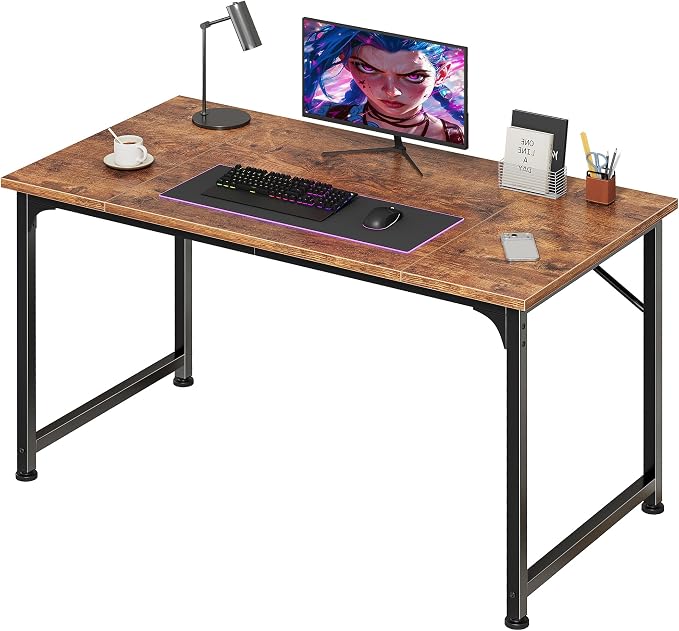 PRAISUN 40 Inch Computer Desk, Home Office Desk with Spacious Desktop, Rustic Brown