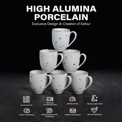 Esfour Ceramics Coffee Mugs Set Of 6, 14 Oz Large Handle Heavy Duty Cups - Microwave Dishwasher Safe - Latte, Cappuccino, Tea, Cocoa, Mocha - Men, Women, Home Office Daily Use, Classic Assorted Colors