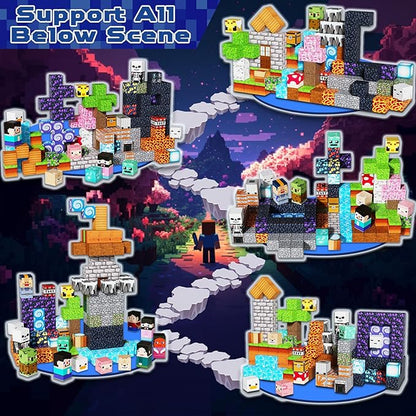 Magneverse 150 PCS 0.8in Magnetic Blocks - Magnet Toys, Magnetic Building Blocks Cubes, Stacking Magnets, School STEM Toys Birthday Gifts for Boys and Girls Age 3+ Years Old (Theme: Adventure World)