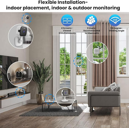 2K Window Camera with 32GB Memory Card, 5GHz & 2.4GHz WiFi Indoor Cameras for Home Security with AI Starlight Color Night Vision, AI Person & Motion Detection, Easy & Quick Install, 24/7 Recording