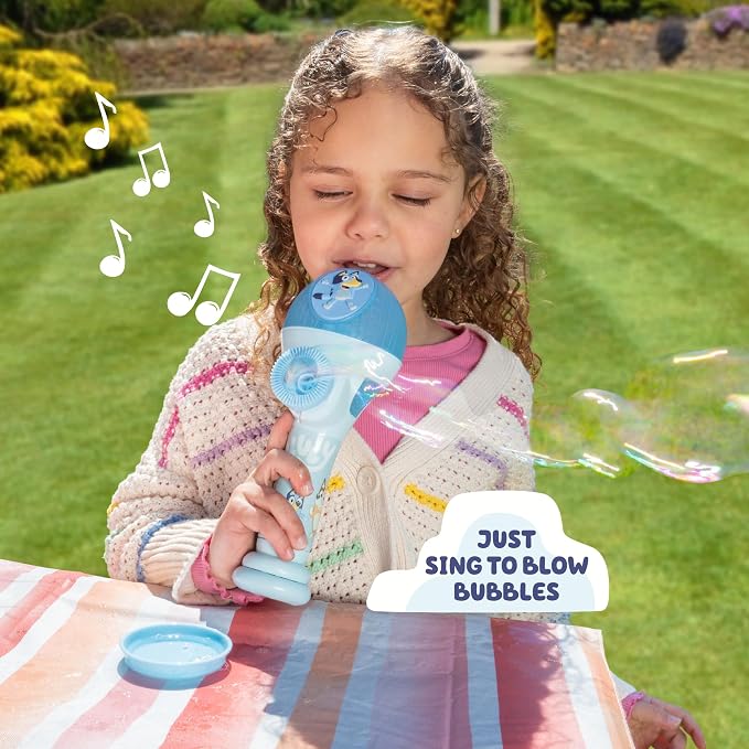 BLUEY Dance Mode Bubble Machine and Toy Microphone | Bluey Toy for Baby, Toddlers and Kids | Includes Bubble Solution