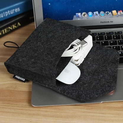 NIDOO Portable Felt Storage Bag, All-Purpose Carrying Bags, Electronics Accessories Protective Case for MacBook Power Adapter, Mouse, Cellphone, Cables, Power Bank, Portable External Hard Drive, Black