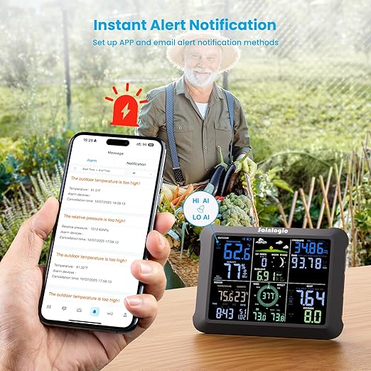 Sainlogic 14-in-1 WiFi Smart Weather Station with 24H/ 7Days Accurate Weather Forecast by Weatherseed® AI, 8.5" Large Display,UV,Sun Light,Rain Gauge,Wind Gauge,2-Year Data Storage & Export(Only 2.4G)