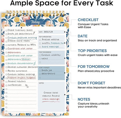 Taja To Do List Notepad, Undated Daily Planner for Work and Goal Setting | Citrus Grove, 52 Sheets, 9.8" x 6.5" , for Office, Home and school, Daily Task Planning, Notes and Everyday Organization