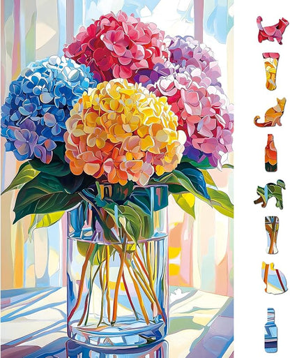 Blueforest 500 Piece Puzzles for Adults, Colorful Hydrangeas Puzzle for Adults, Hard Challenge Art Jigsaw Puzzles, for Gifts Halloween Birthday Party Family, 23 * 15 inchches inch Dust Free