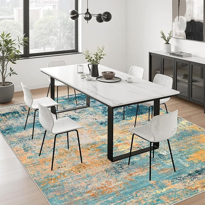 10x14 Area Rug Living Room Rug: Washable Modern Abstract Soft Thin Rug Indoor Floor No Slip Carpet for Bedroom Dining Room Farmhouse Nursery Home Office - Rosy Haze