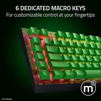 Razer BlackWidow V4 X Mechanical Gaming Keyboard, Minecraft Edition | Green Switches Tactile & Clicky, 6 Macro Keys, Chroma RGB, Doubleshot ABS Keycaps, Sound Dampening & Stabilizers