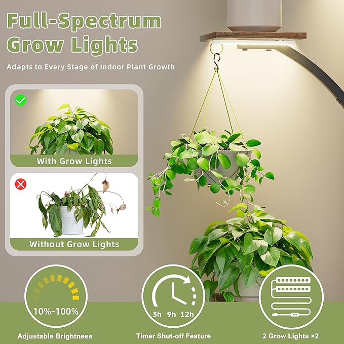 Plant Stand Indoor with Grow Lights - 2 Pack Corner Plant Shelf, 6 Tiered 47'' Indoor Plant Stands for Multiple Plants, K-Shaped Plant Rack Display Holder, Flower Stands for Living Room Patio Home