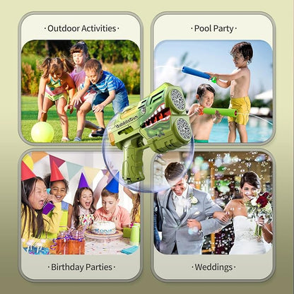 Jasny 2 Pack Bubble Guns for Kids, LED Light Up Rechargeable Bubbles Machine Blower with 2 Bottles Refill Solution for Toddlers 4-8, Wedding Birthday Gift