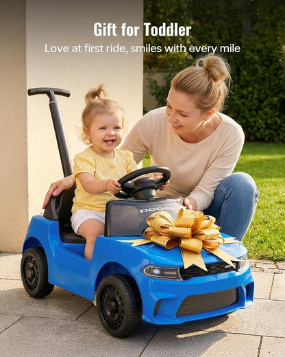 Licensed Dodge Ride on Push Car for Toddlers 1-3 Years with Handle & Music