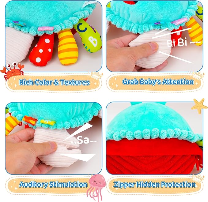 Baby Toys 12-18 Months, Musical Crawling Crab Baby Plush Toy, 50 Songs & Recording Feature, Dancing Bouncing Interactive Baby Sensory Toddler Toys 6-12 Months, Tummy Time Toys for 1 Year Old Gift