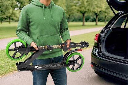 Campior Kick Scooter for Ages 6+, for Kids, Teens, and Adults, Max Load 240 LBS, Foldable, 8-inch Big Wheels for Kids and Adults, with Kickstand, 3 Adjustable Levels, Child Safety Approved, Graffiti