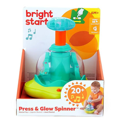 Bright Starts Press & Glow Spinner Cause and Effect Musical Baby Toy,Age 6 Months+,(Pack of 2)
