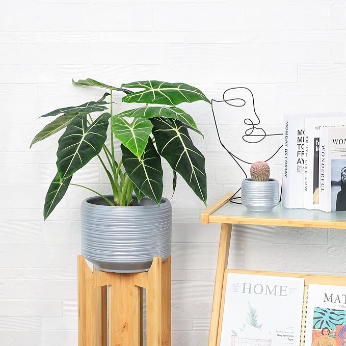 10 Inch Ceramic Plant Pot with Drainage – Large Flower Pot for Indoor Outdoor Plants, Modern Decorative Planter for Patio, Balcony, Garden, or Home Decor