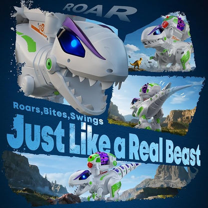 Ruko 8809 Dinosaur Toys for Kids, Large Rechargeable RC T-Rex, Green | Programmable, Walking, Roaring, LED Eyes and Shooting, Interactive Gifts for Boys & Girls Age 3 4 5 6 7 8
