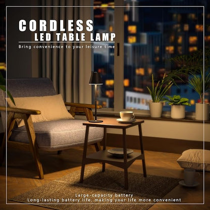 LED CordlessTable Lamp,4000mAh Rechargeable Battery Desk lamp,3 Level Brightness Beside Night Light, Minimalist Design, for Couple Dinner/Coffee Table/Restaurant/Bedroom(Kahaki-4PACK)