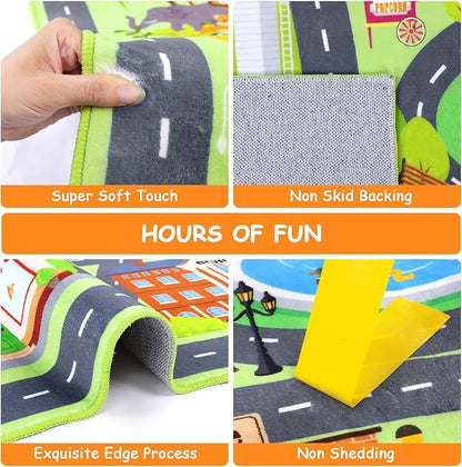 HEBE Kids Play Rug 3'4"x5' ABC Alphabet Numbers Shapes Educational Kid Area Rug Washable Baby Crawling Mat Non Slip Kid Play Mat Carpet for Girl Boy Bedroom Playroom