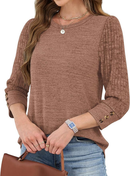 WIHOLL 3/4 Length Sleeve Womens Tops Sweaters Shirts Lightweight Spring Outfits 2026 Winter Clothing S-2XL