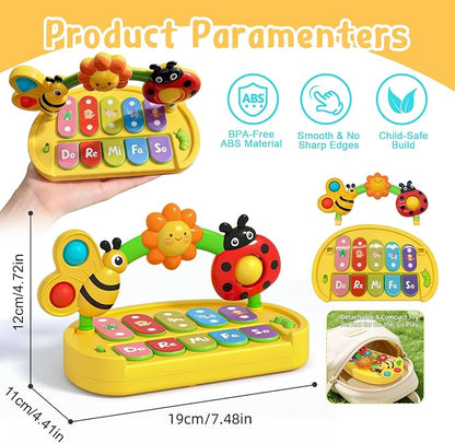 Baby Piano Toys 6-12 Months Light Up Music Keyboard 6 9 12 18 Month Old Baby Toys with 4 Modes, Infant Educational Learning Toys for Girl, Small Musical Piano for Babies 1 Year Old Boys Girls Gift
