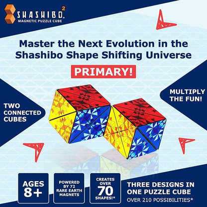 Shashibo Sensory Fidget Toy for Adults & Kids, Stress Relief Fidget Toy for Adults, Teens & Kids, Cool Fidget Toys for Desk, Classroom Must Have, Sensory Shape Shifting Cube, 100+ Possible Shapes